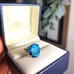 Natural Blue Topaz 15.7 carats ring